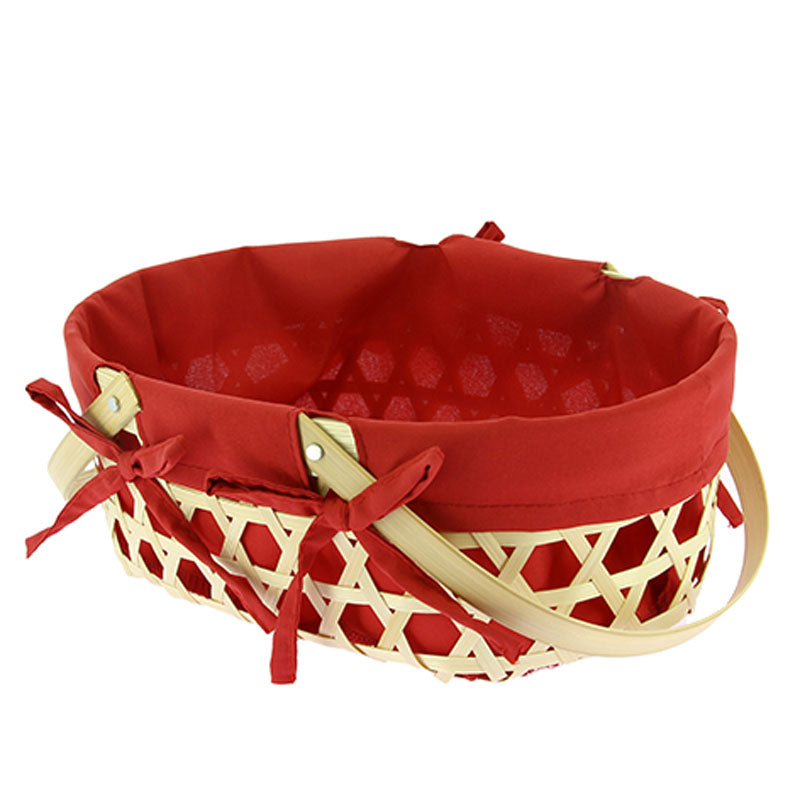 Panier ovale bambou ajouré doublé 27x20 Rouge BAMBOU ｜ 20 Unité(s)