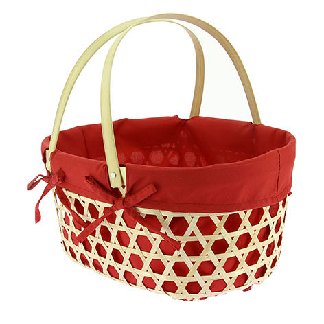 Panier ovale bambou ajouré doublé 35x27 Rouge BAMBOU ｜ 20 Unité(s)
