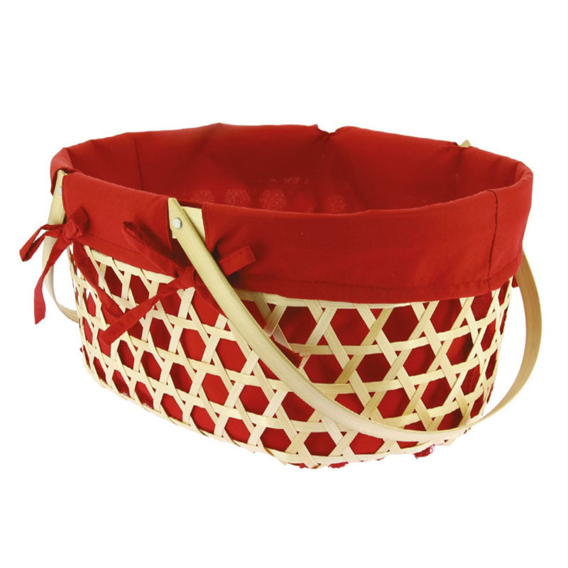 Panier ovale bambou ajouré doublé 35x27 Rouge BAMBOU ｜ 20 Unité(s)