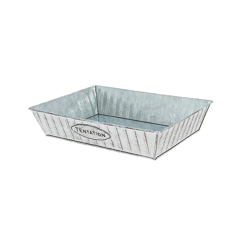 Corbeille métal embossé rectangle Tentation 28x20 GRIS ZINC ｜ 38 Unité(s)