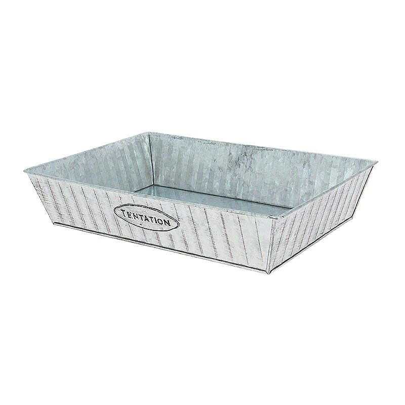 Corbeille métal embossé rectangle Tentation 33x23 GRIS ZINC ｜ 38 Unité(s)