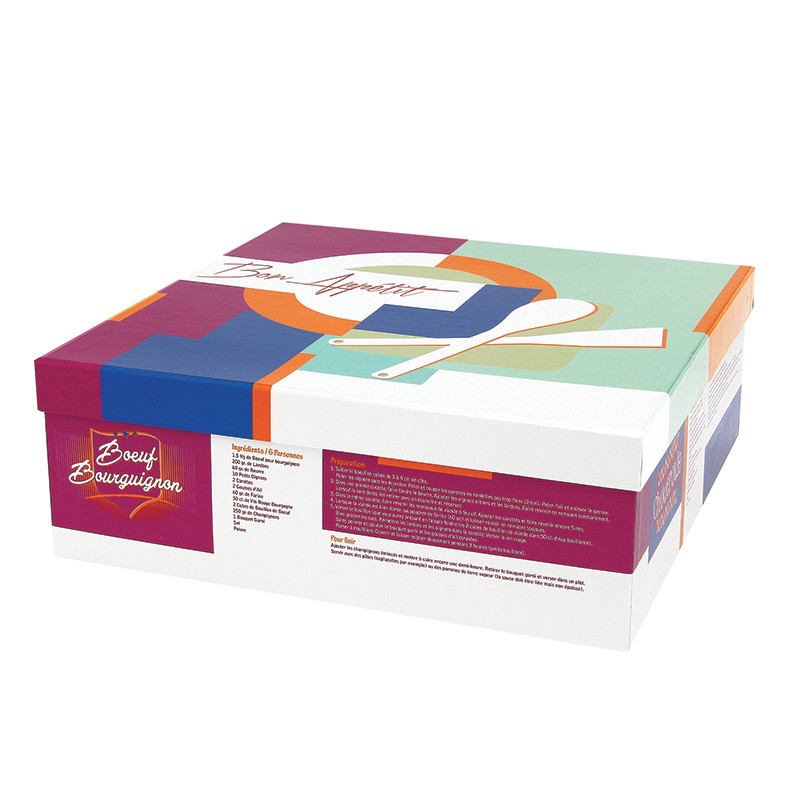 CUISINE BOITE CARREE GM 34X34X12 MULTICOLORE CARTON ｜ 4 Unité(s)