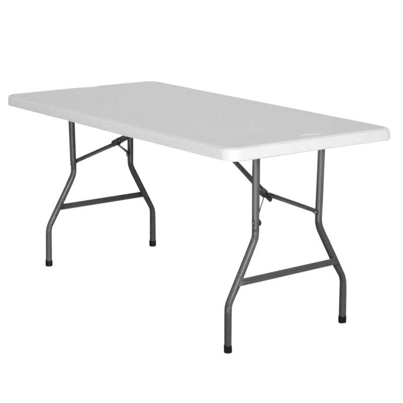 Table pliante rectangle HDPE Nimes 152x76x74 BLANC METAL ｜ 1 Unité(s)