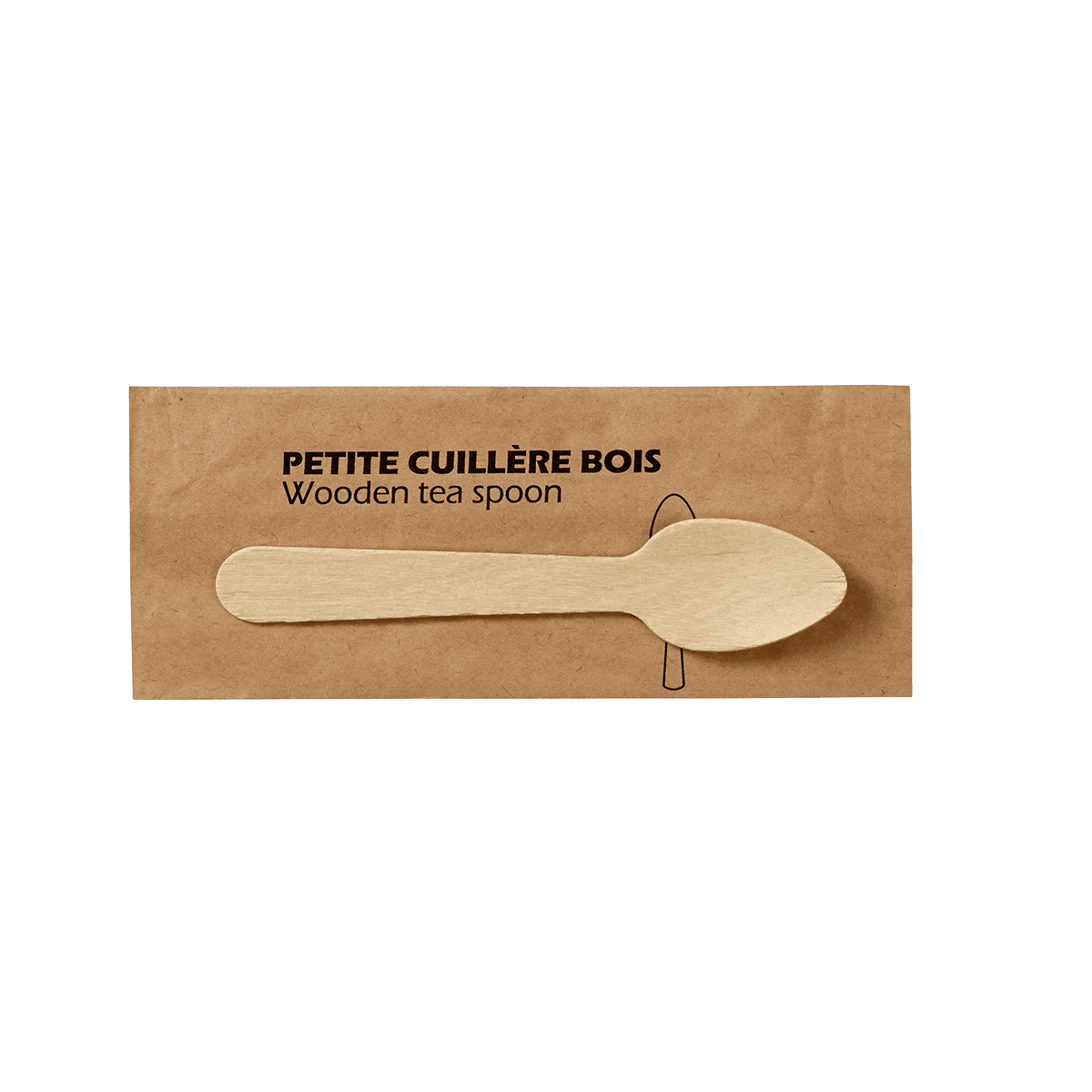 Petite cuillère bois emballée individuellement 110 mm ｜ 2500 Unité(s)