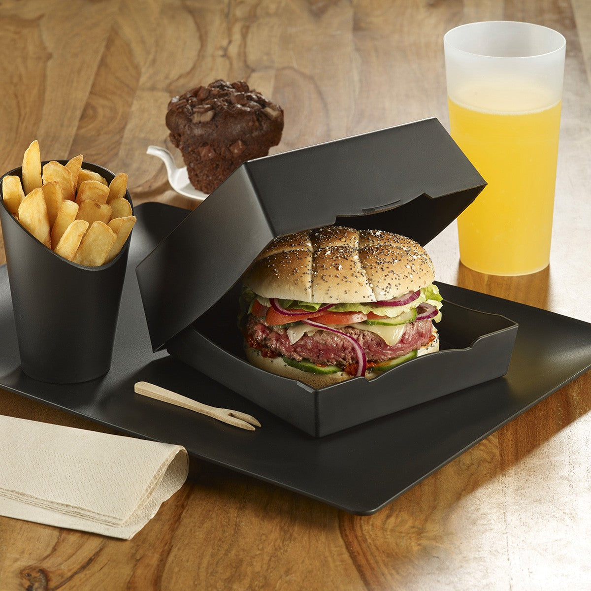 Boîte burger LOOP + couvercle PP 169x171 mm ｜ 60 Unité(s)