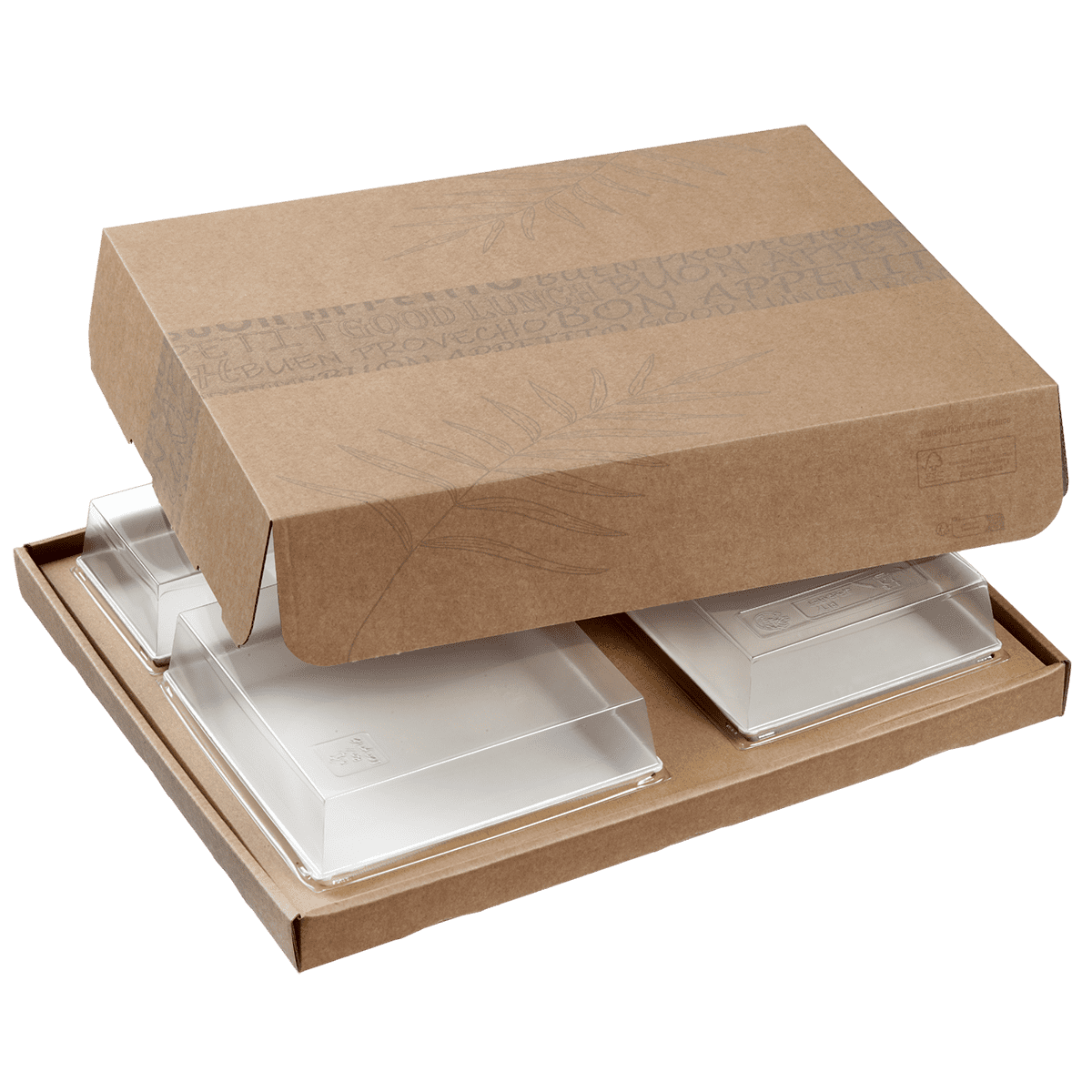 Base montée pateau-repas Ecokraft décor feuille 366x395x30 mm ｜ 20 Unité(s)