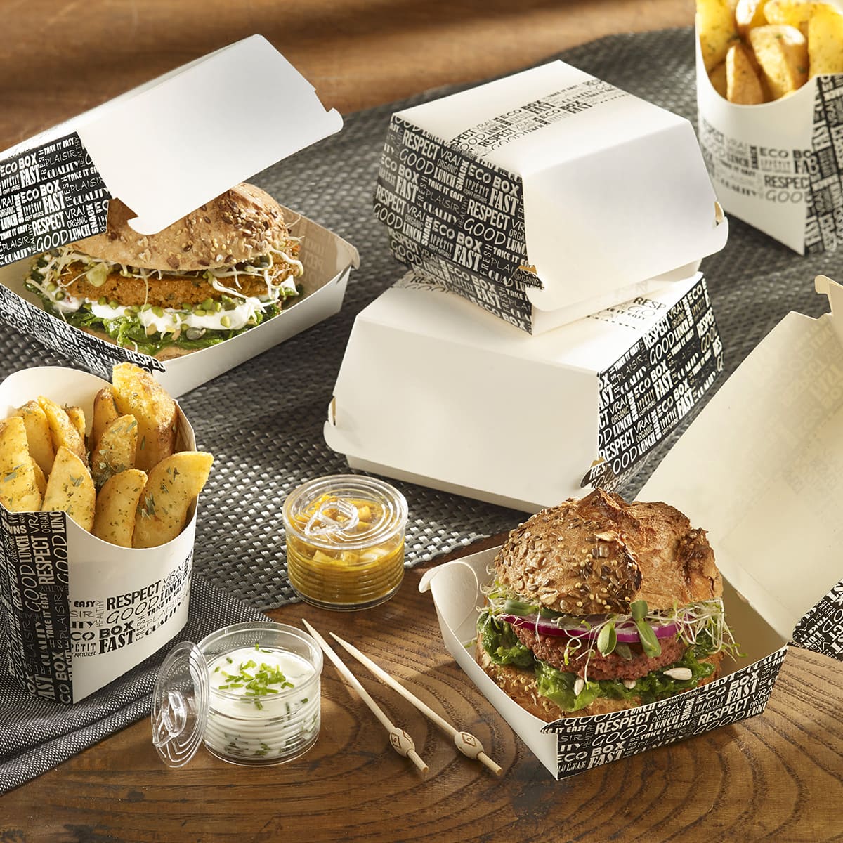 Barquette à frites District grand modèle 135x85x160 mm ｜ 1200 Unité(s)