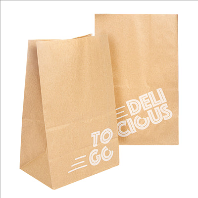 SACS SOS SANS ANSES - DELICIOUS TO GO  48 G/M2 18+12x28 CM NATUREL KRAFT (500 UNITÉS)