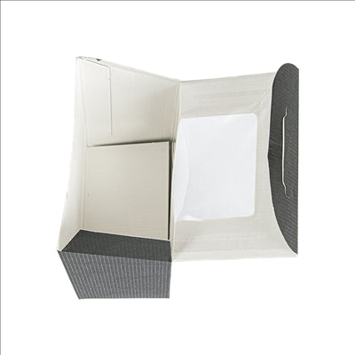 BOÎTES AVEC FENÊTRE POUR "TORTILLA" 'THEPACK' 230 G/M2 + OPP 9,2x5,1x9,2/12,5 CM NOIR CARTON ONDULÉ NANO-MICRO (600 UNITÉS)