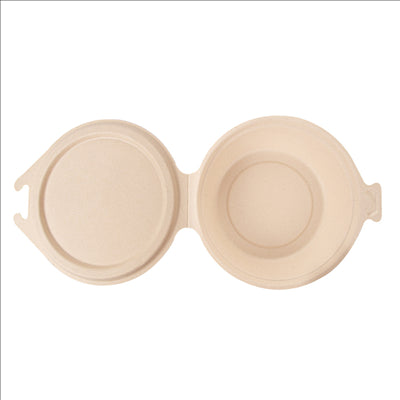 RÉCIPIENTS AVEC CHARNIERE 'BIONIC' 600 ML 18x13,5x5 CM NATUREL BAGASSE (300 UNITÉS)