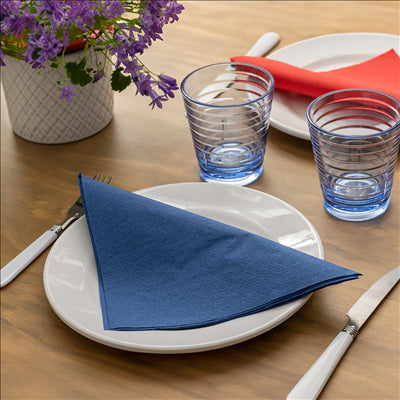 SERVIETTES ECOLABEL 2 PLIS  18 G/M2 39x39 CM BLEU MARINE OUATE (1600 UNITÉS)