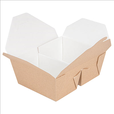 BOÎTES AMÉRICAINES 2 COMPART. 'THEPACK' 675 + 675 ML 220 + 12PP G/M2 15,2x12,1x6,5 CM NATUREL CARTON ONDULÉ NANO-MICRO (300 UNITÉS)