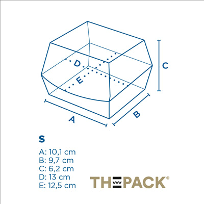 BOÎTES HAMBURGER 'THEPACK' 220 G/M2 13x12,5x6,2 CM (S) NATUREL CARTON ONDULÉ NANO-MICRO (450 UNITÉS)