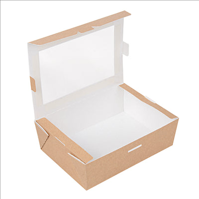 BOÎTES AVEC FENÊTRE 'THEPACK' 1000 ML 220 G/M2 + OPP 12x17x5,5 CM NATUREL CARTON ONDULÉ NANO-MICRO (200 UNITÉS)