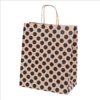 SACS SOS AVEC ANSES - À POIS  80 G/M2 26+14x32 CM NATUREL KRAFT (250 UNITÉS)