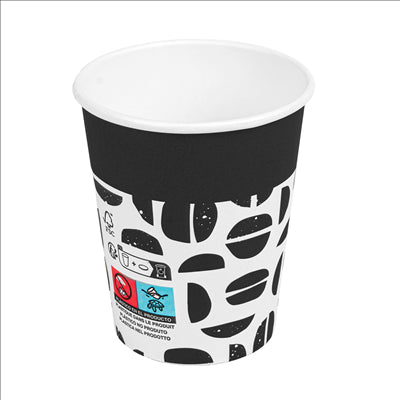 GOBELETS BOISSONS CHAUDES 1 PAROI 'JAVA' 240 ML 280 + 18 PE G/M2 Ø8/5,6x9,2 CM BLANC CARTON (1000 UNITÉS)