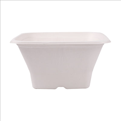 BOLS CARRÉS 'BIONIC' 1,2 L 18x18x9 CM BLANC BAGASSE (400 UNITÉS)