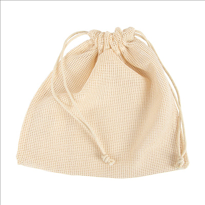 SACS FILET RÉUTILISABLES  26x26 CM BEIGE COTON (25 UNITÉS)