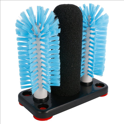 LAVE-VERRES 1 ÉPONGE + 2 BROSSES  10x18,7x19,5 CM ASSORTI LDPE (1 UNITÉ)