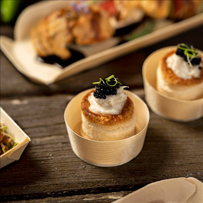 POTS EN FEUILLE DE PEUPLIER  Ø 5,5x2,2 CM NATUREL BOIS (100 UNITÉS)
