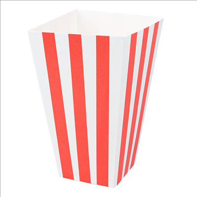 RECIPIENTS POP-CORNS 'THEPACK STRIPES' 3 L 230 G/M2 9x14x23 CM BLANC CARTON ONDULÉ NANO-MICRO (600 UNITÉS)