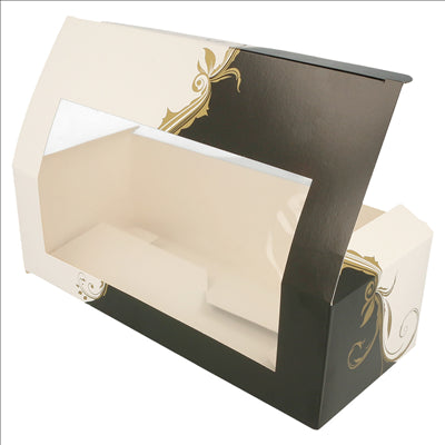 BOÎTES PÂTISSERIES AVEC FENÊTRE 'THEPACK CLASSIC' 250 G/M2 26x11x8 CM BLANC CARTON ONDULÉ NANO-MICRO (300 UNITÉS)