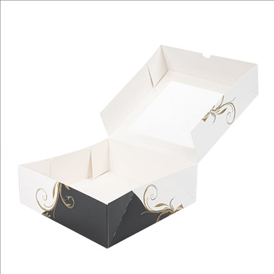 BOÎTES PÂTISSERIES AVEC FENÊTRE 'THEPACK CLASSIC' 250 G/M2 23x23x7,5 CM BLANC CARTON ONDULÉ NANO-MICRO (200 UNITÉS)