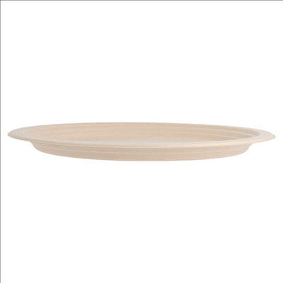 ASSIETTES OVALES 'BIONIC'  32x25,5x2,1 CM NATUREL BAGASSE (500 UNITÉS)