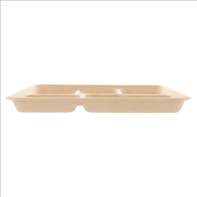 PLATEAUX 5 COMPART. 'BIONIC'  26,5x21,5x2 CM NATUREL BAGASSE (500 UNITÉS)