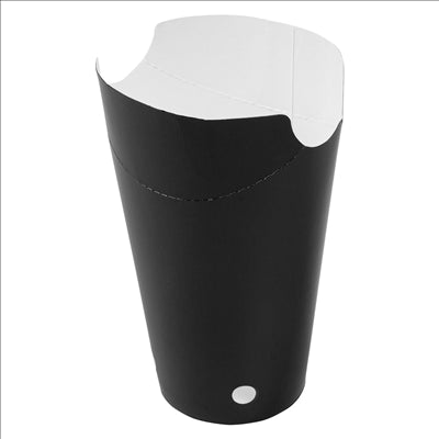 GOBELETS À FRITES AVEC FERMETURE 12 OZ - 360 ML 220 + 18PE G/M2 6,7x12,5 CM NOIR CARTON (100 UNITÉS)