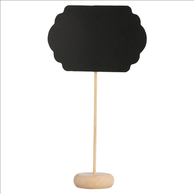 3 U. MINI ARDOISES FORME NUAGE + PIÉDESTAL  9x6x10 CM NOIR BOIS (12 UNITÉS)
