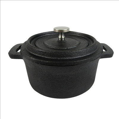 COCOTTE RONDE AVEC COUVERCLE 700 ml Ø 14(18,7)x7,1 CM NOIR FER (12 UNITÉS)