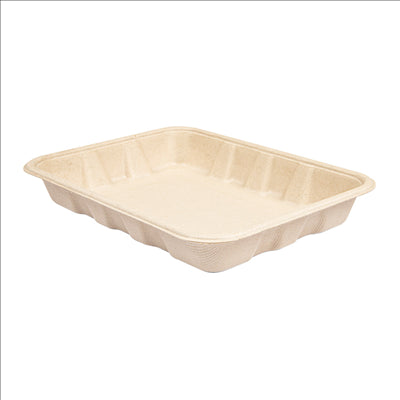 PLATEAUX 'BIONIC' 600 ML 22x16x3,5 CM NATUREL BAGASSE (400 UNITÉS)