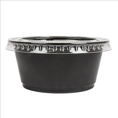 50 PETITS POTS + 50 COUVERCLES 100 ML Ø7,4x3,5 CM NOIR PP (24 UNITÉS)