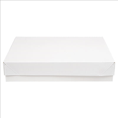 PLATEAUX + COUVERCLE 'THEPACK' 230 G/M2 23x17x4,5 CM BLANC CARTON ONDULÉ NANO-MICRO (200 UNITÉS)