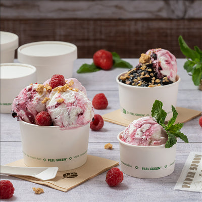 POTS À GLACES 'COMPOSTABLE' 70 ML 230 G/M2 Ø6,5x3,9 CM BLANC CARTON (2000 UNITÉS)