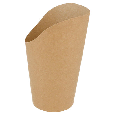 GOBELETS A FRITES OUVERTS 16 OZ - 480 ML 200 + 25PE G/M2 Ø8,5x13,5 CM MARRON CARTON (50 UNITÉS)