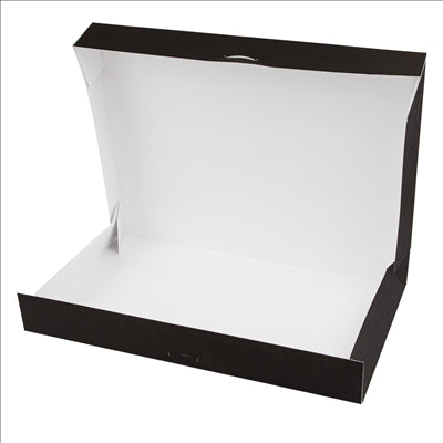 BOÎTES CATERING, PLATE 'THEPACK' 310 G/M2 28x42x6 CM NOIR CARTON ONDULÉ NANO-MICRO (100 UNITÉS)