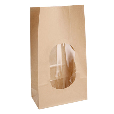 SACS SOS AVEC FENÊTRE 3600 GR 60 G/M2 + 25µ OPP 15+9x28 CM NATUREL KRAFT (500 UNITÉS)