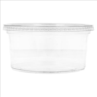 POTS TRAITEUR + COUVERCLES 500 ML Ø11,7x7,5 CM TRANSPARENT PET (250 UNITÉS)