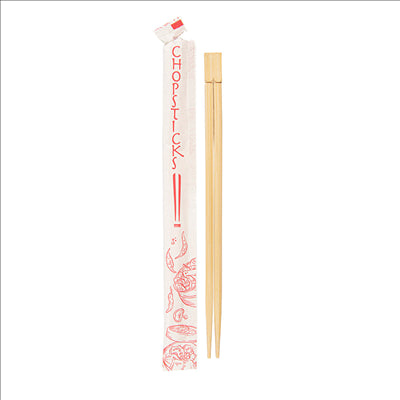 BAGUETTES CHINOISES EN SACHET  24 CM NATUREL BAMBOU (100 UNITÉS)