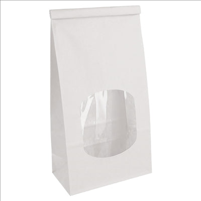 SACS SOS AUTO-FERMETURE AVEC FENÊTRE 1800 GR 60 G/M2 + 25µ OPP 12+6,5x24,6 CM BLANC CELLULOSE (500 UNITÉS)