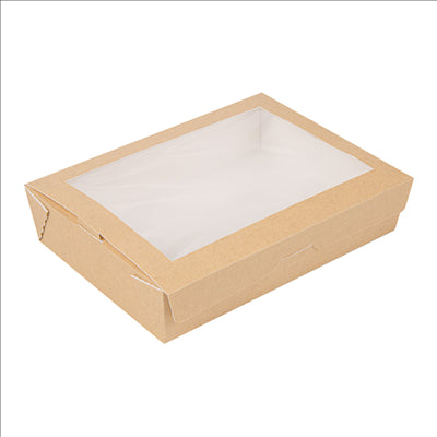 BOÎTES AVEC FENÊTRE 'THEPACK' 1470 ML 220 G/M2 + OPP 19,8x14x4,8 CM NATUREL CARTON ONDULÉ NANO-MICRO (200 UNITÉS)