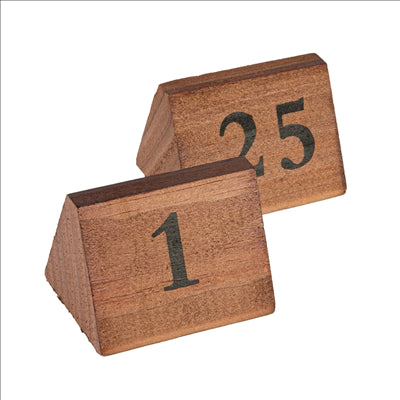 NUMÉROS DE TABLE DU 1 AU 25  5,8x4,6x4,2 CM BOIS (1 UNITÉ)