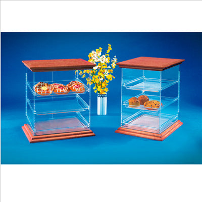 DISPLAY PÂTISSERIE - COUVERCLE BOIS  39x29,5x49 CM TRANSPARENT METACRYLATE (1 UNITÉ)