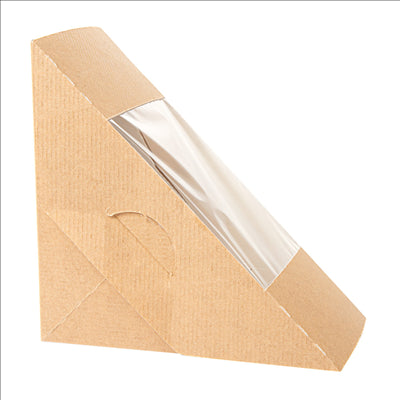 BOÎTES SANDWICH AVEC FENÊTRE - DOBLE 'THEPACK' 220 G/M2 + OPP 12,4x12,4x7,5 CM NATUREL CARTON ONDULÉ NANO-MICRO (500 UNITÉS)