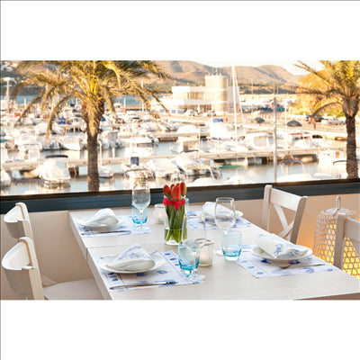 SERVIETTES ECOLABEL 'DOUBLE POINT - ANTIBES' 18 G/M2 40x40 CM BLANC OUATE (1200 UNITÉS)