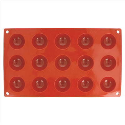 MOULE DEMI SPHÈRE Ø 4x2 CM  17,5x30 CM ROUGE SILICONE (1 UNITÉ)