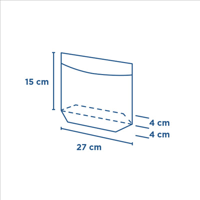 RÉCIPIENTS AVEC BASE ET FENÊTRE AUTO FERMETURE 'TURTLE PACK' 50 G/M2 + 15 PP 27+4/4x15 CM NATUREL KRAFT (100 UNITÉS)