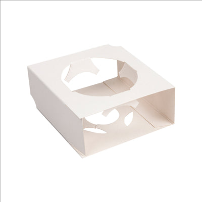 SUPPORT UNIVERSEL POUR MISE EN BOUCHE  275 G/M2 8,5x8x3,5 CM BLANC CARTON (800 UNITÉS)